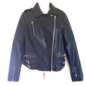 Topshop black faux leather jacket
